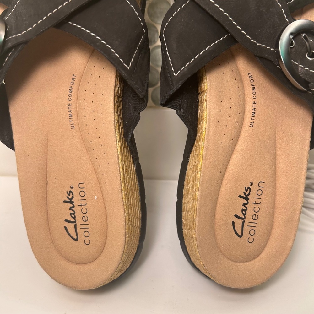 Women's Clarks Ultimate Comfort Reileigh May Leather Sandals Size 11 - Picture 4 of 6